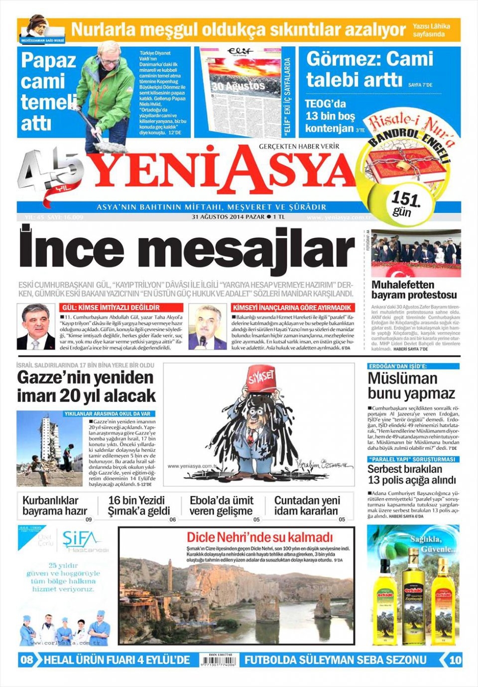 31 Ağustos 2014 gazete manşetleri 22