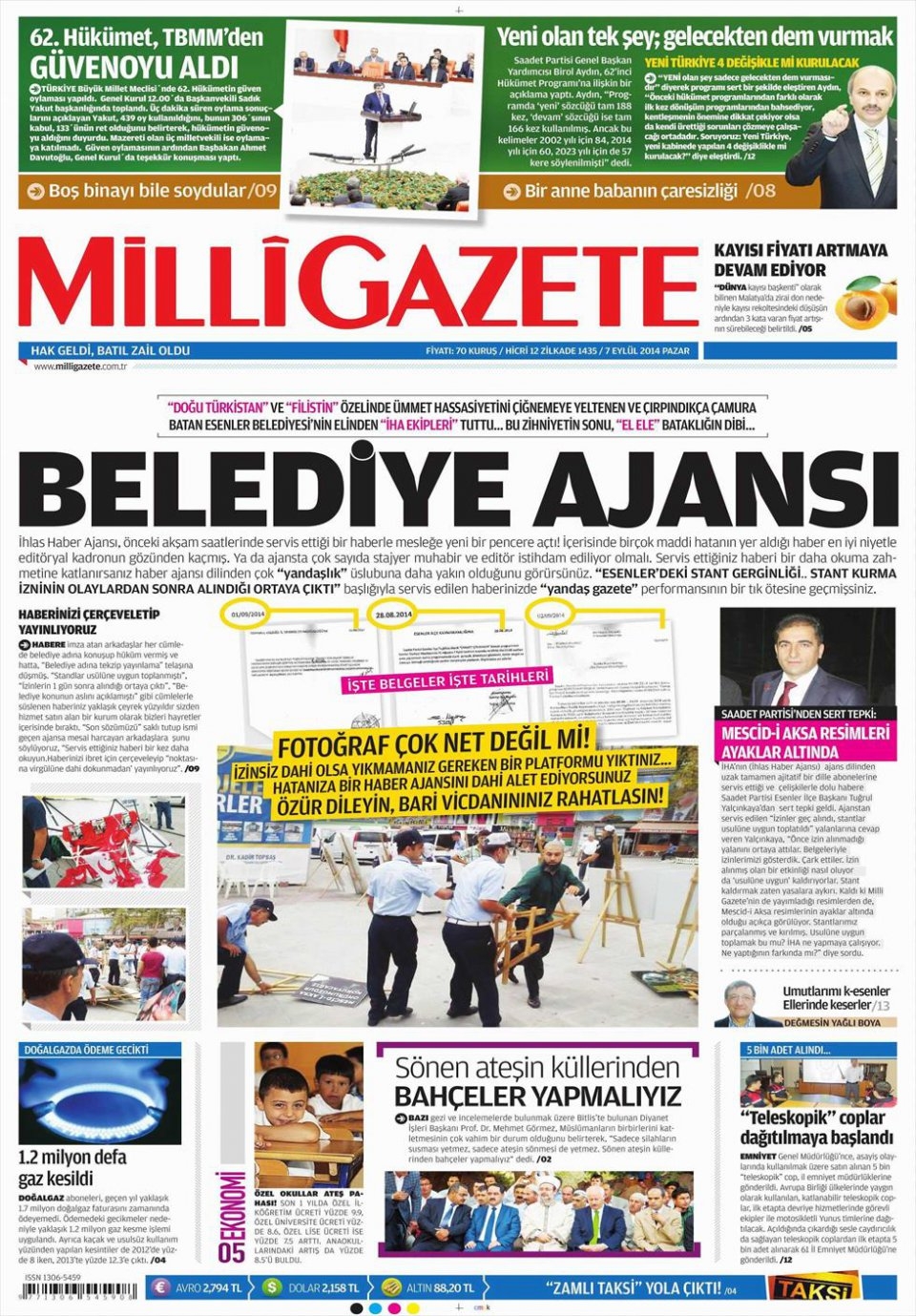 7 Eylül 2014 gazete manşetleri 11