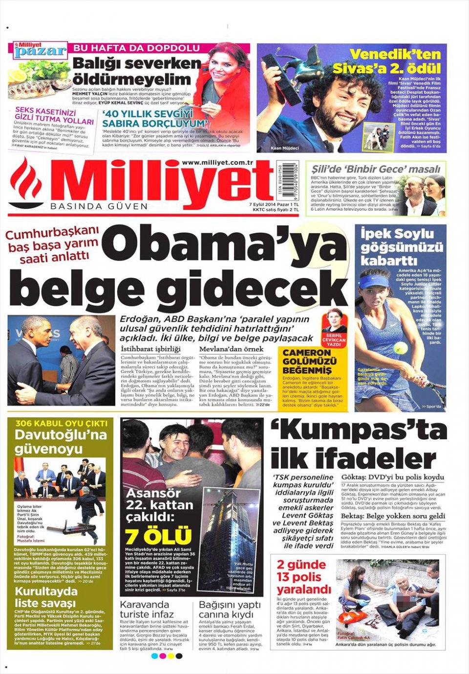 7 Eylül 2014 gazete manşetleri 12