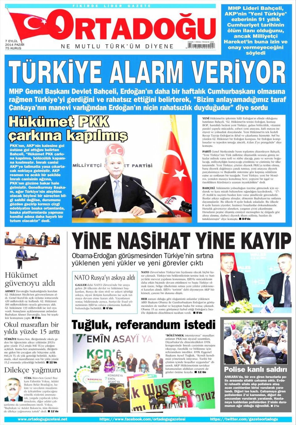 7 Eylül 2014 gazete manşetleri 13