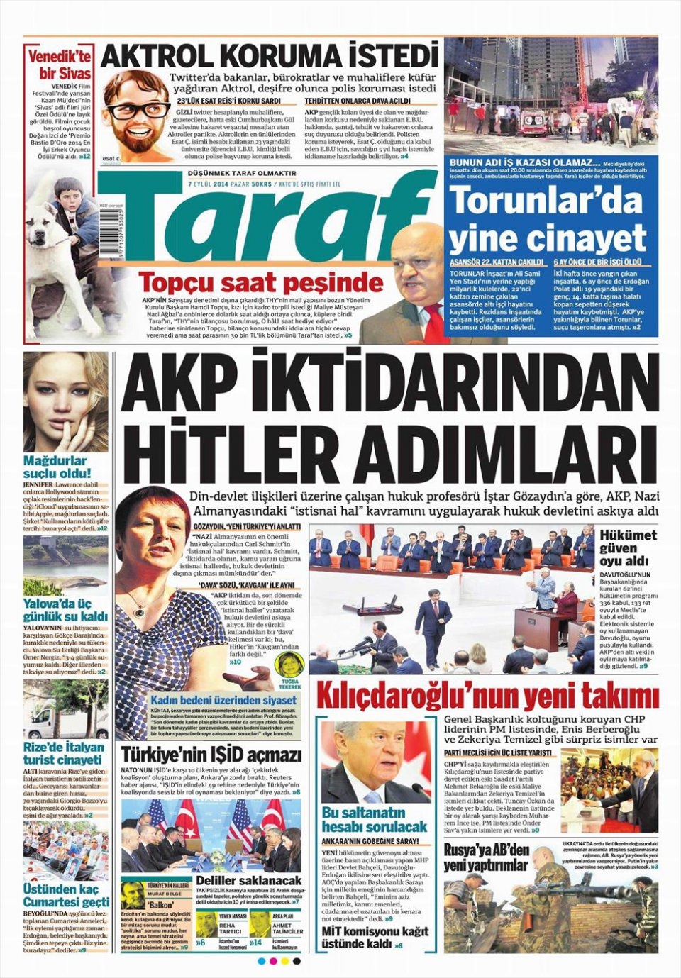 7 Eylül 2014 gazete manşetleri 18