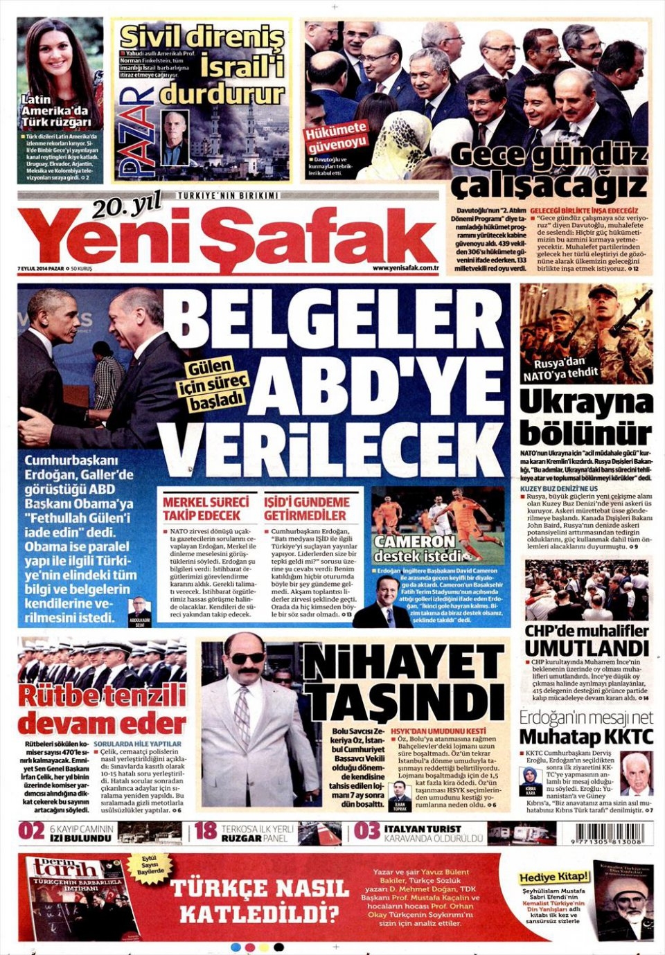 7 Eylül 2014 gazete manşetleri 23