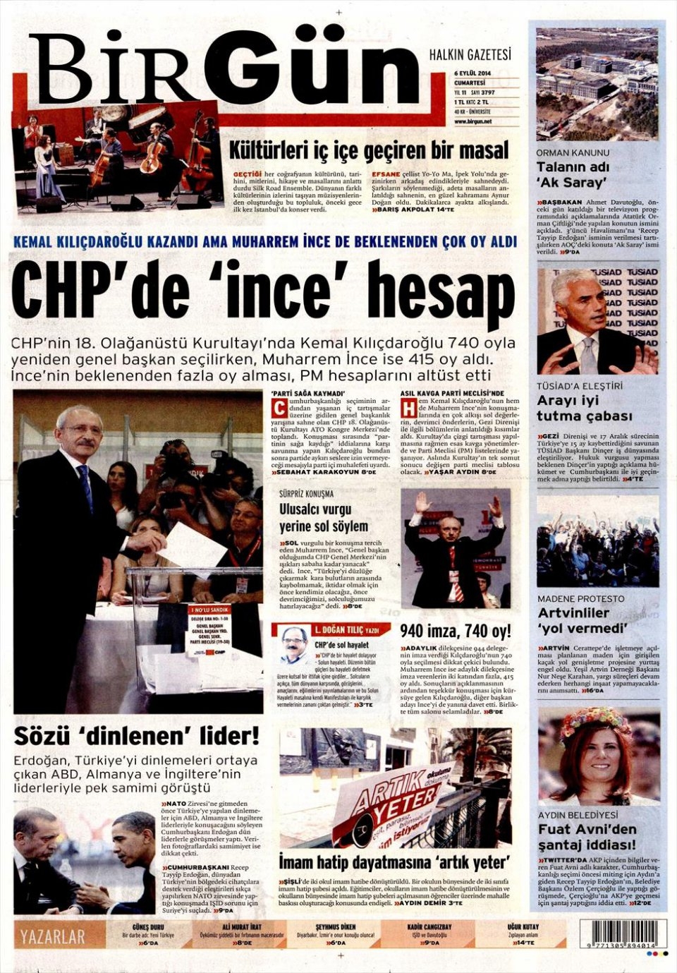 7 Eylül 2014 gazete manşetleri 3