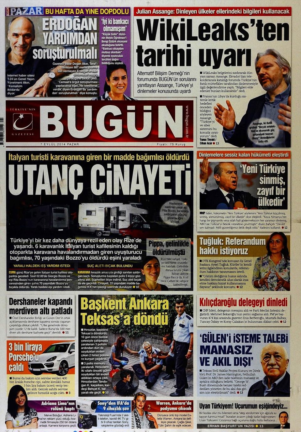 7 Eylül 2014 gazete manşetleri 4