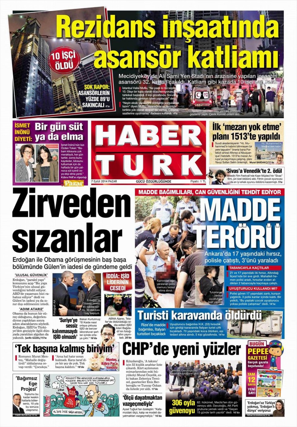 7 Eylül 2014 gazete manşetleri 9