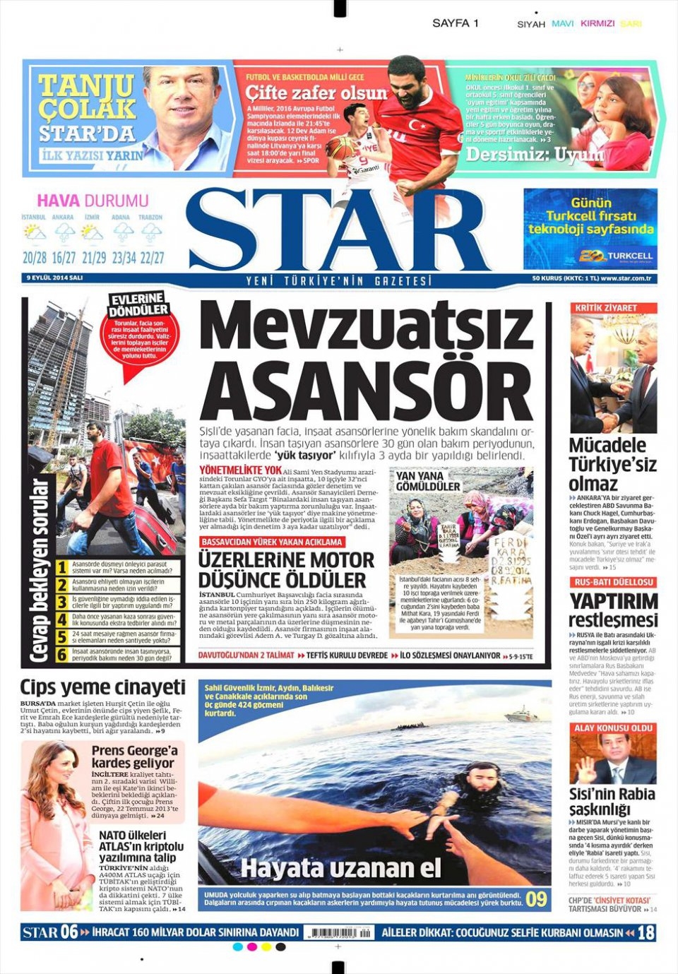 9 Eylül 2014 gazete manşetleri 11