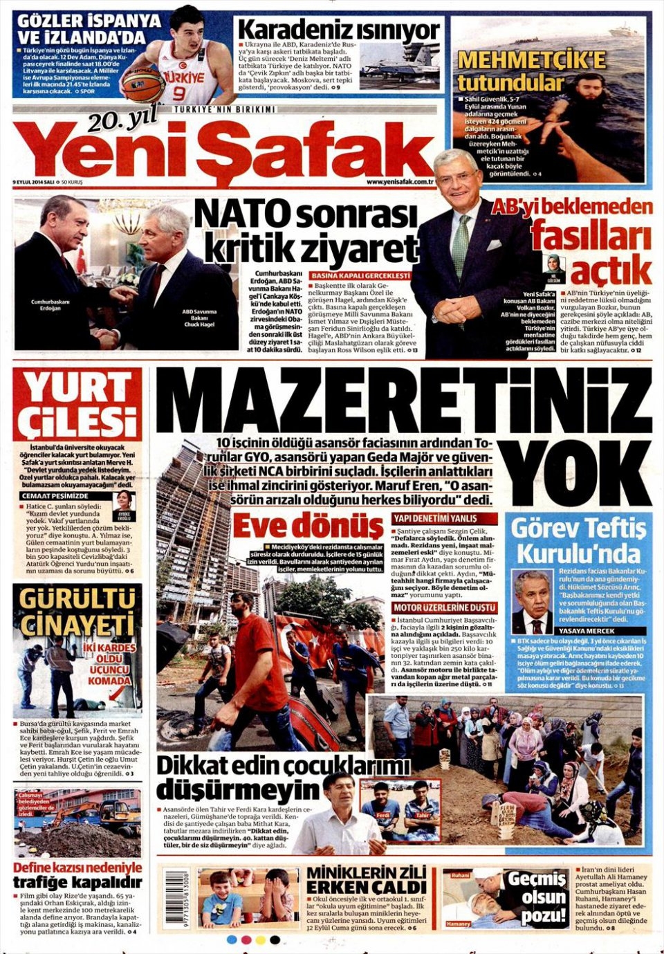 9 Eylül 2014 gazete manşetleri 12