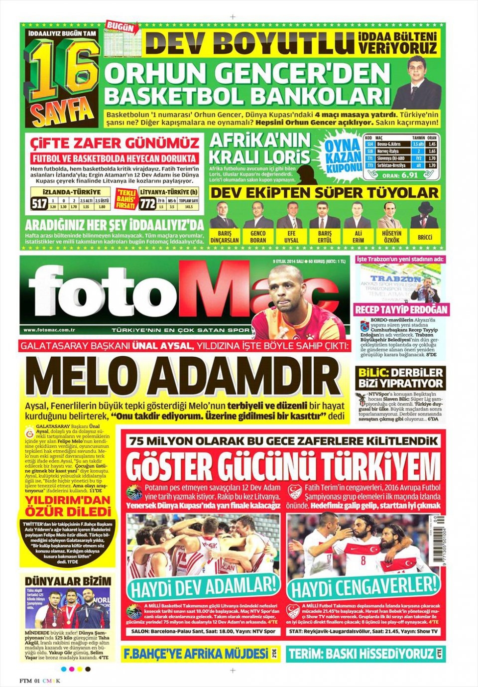 9 Eylül 2014 gazete manşetleri 14