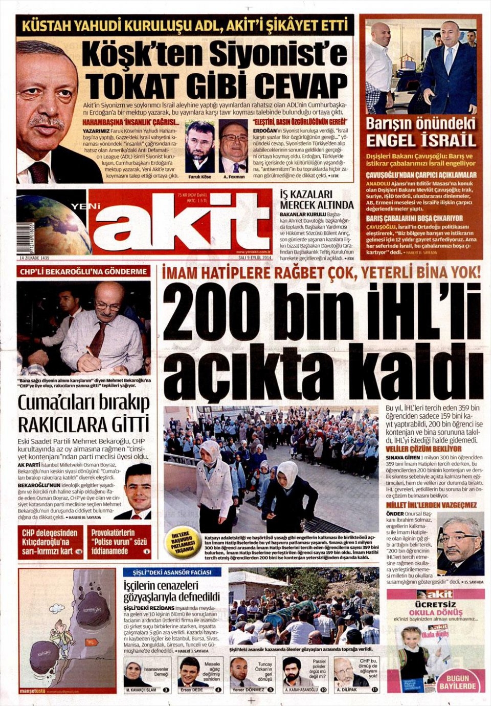 9 Eylül 2014 gazete manşetleri 22