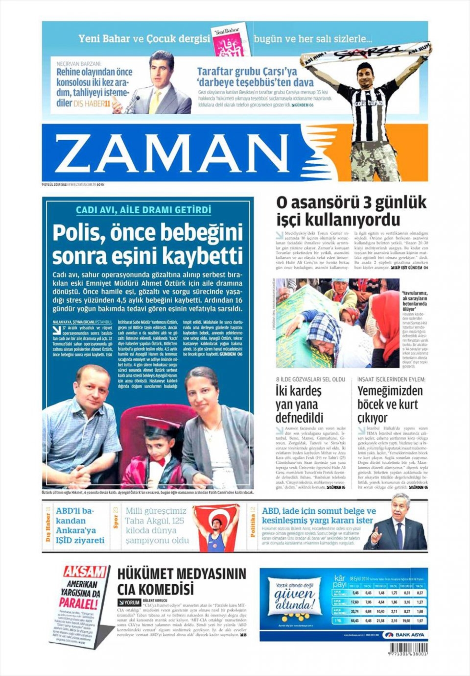 9 Eylül 2014 gazete manşetleri 24