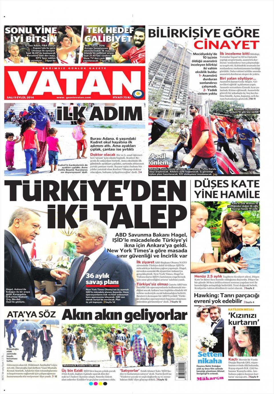 9 Eylül 2014 gazete manşetleri 4