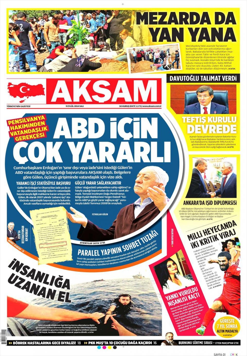 9 Eylül 2014 gazete manşetleri 6