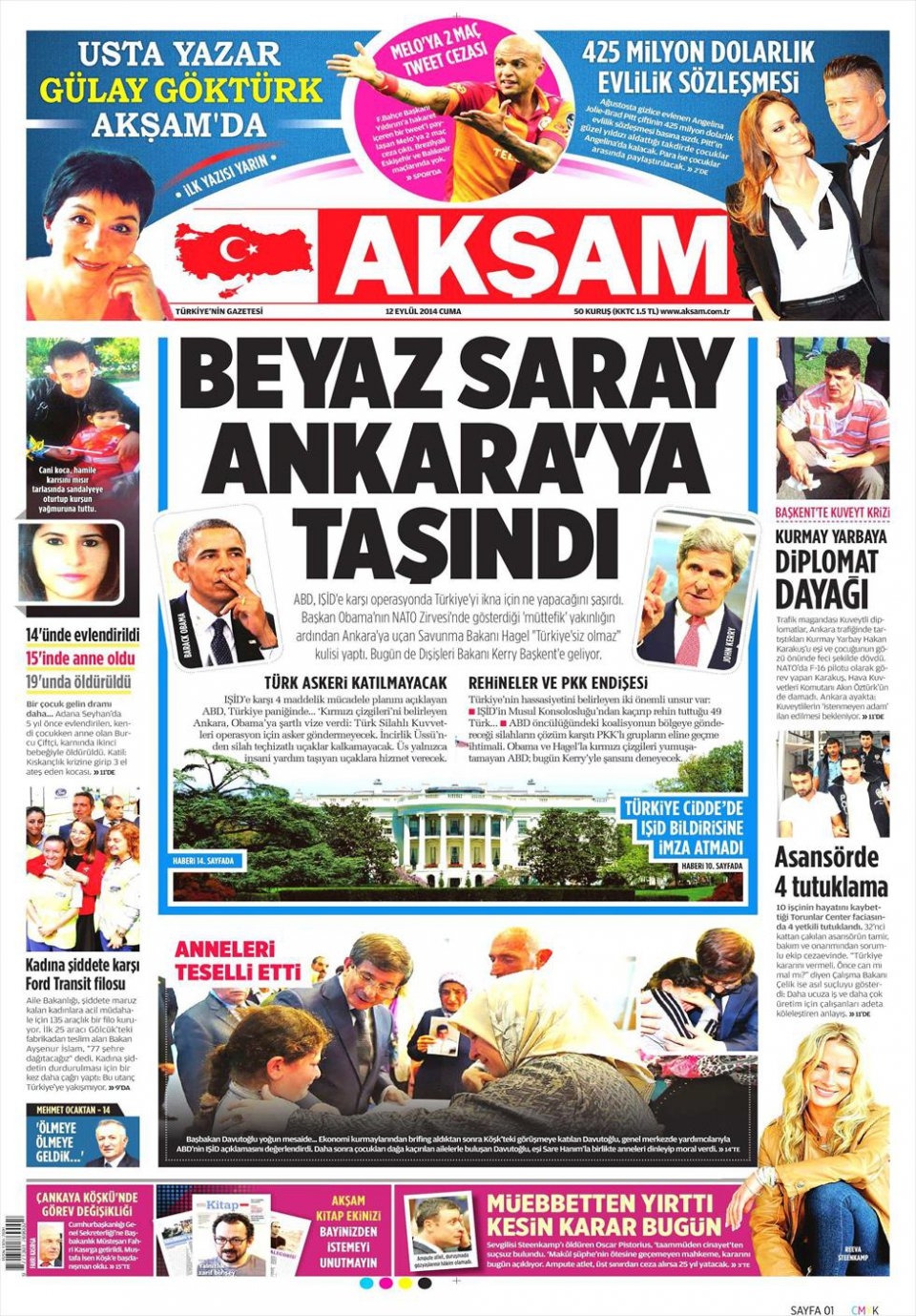 12 Eylül 2014 gazete manşetleri 1