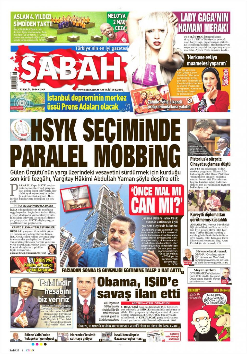 12 Eylül 2014 gazete manşetleri 14