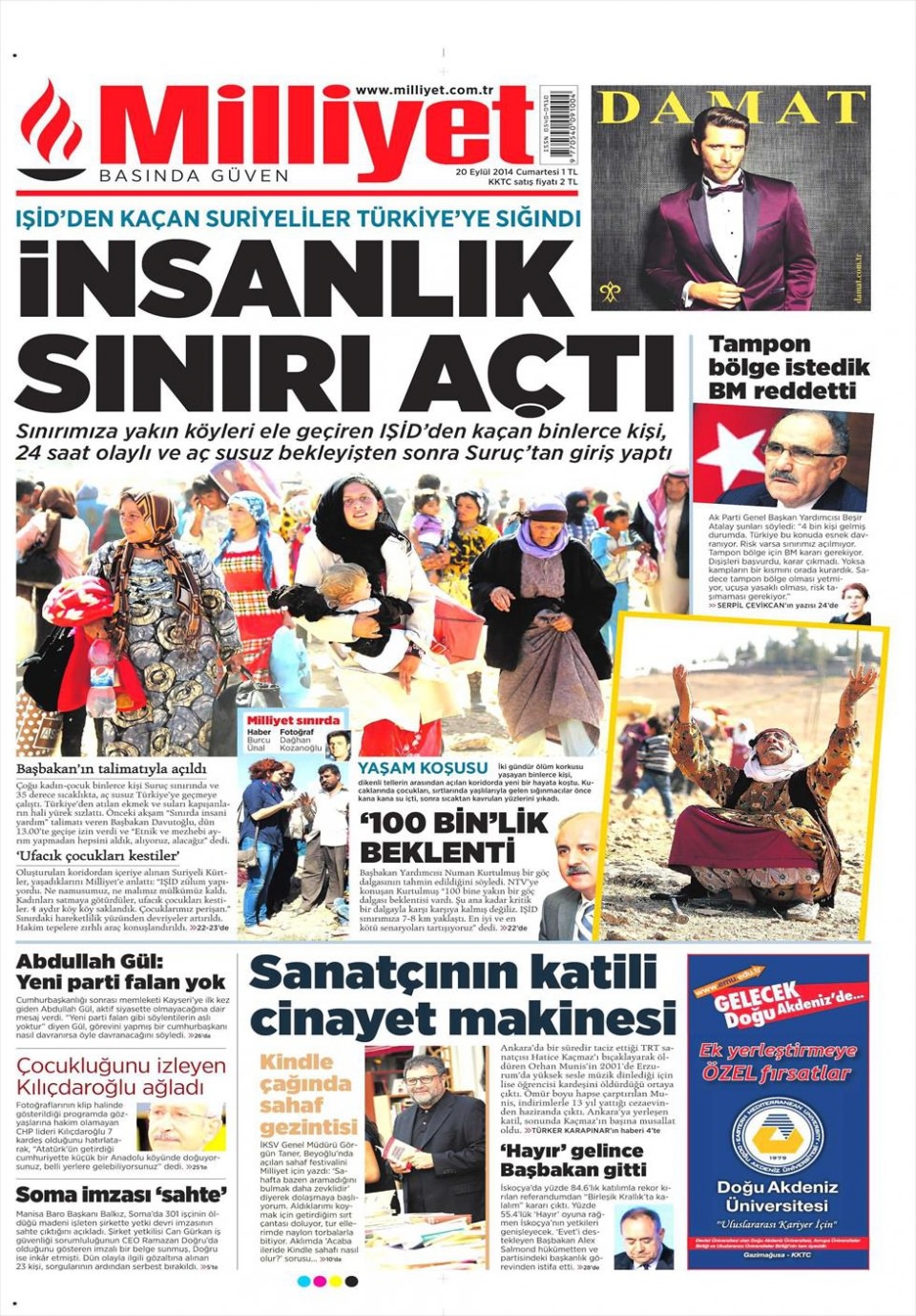 20 Eylül 2014 gazete manşetleri 11