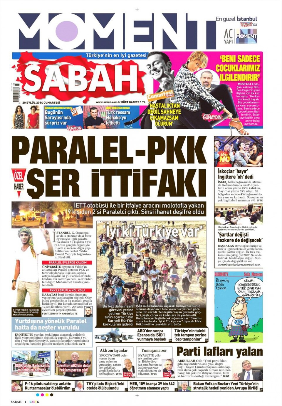 20 Eylül 2014 gazete manşetleri 14