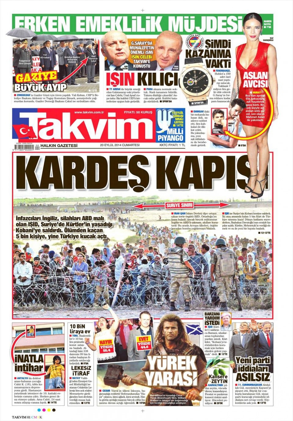 20 Eylül 2014 gazete manşetleri 17