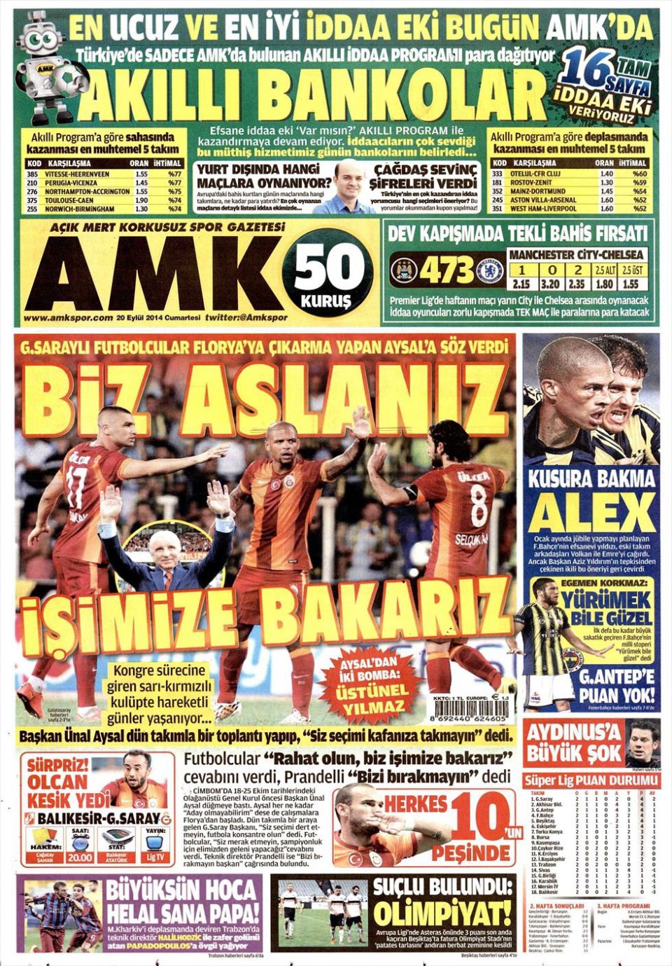 20 Eylül 2014 gazete manşetleri 2