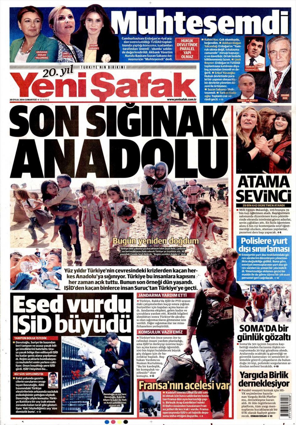 20 Eylül 2014 gazete manşetleri 24