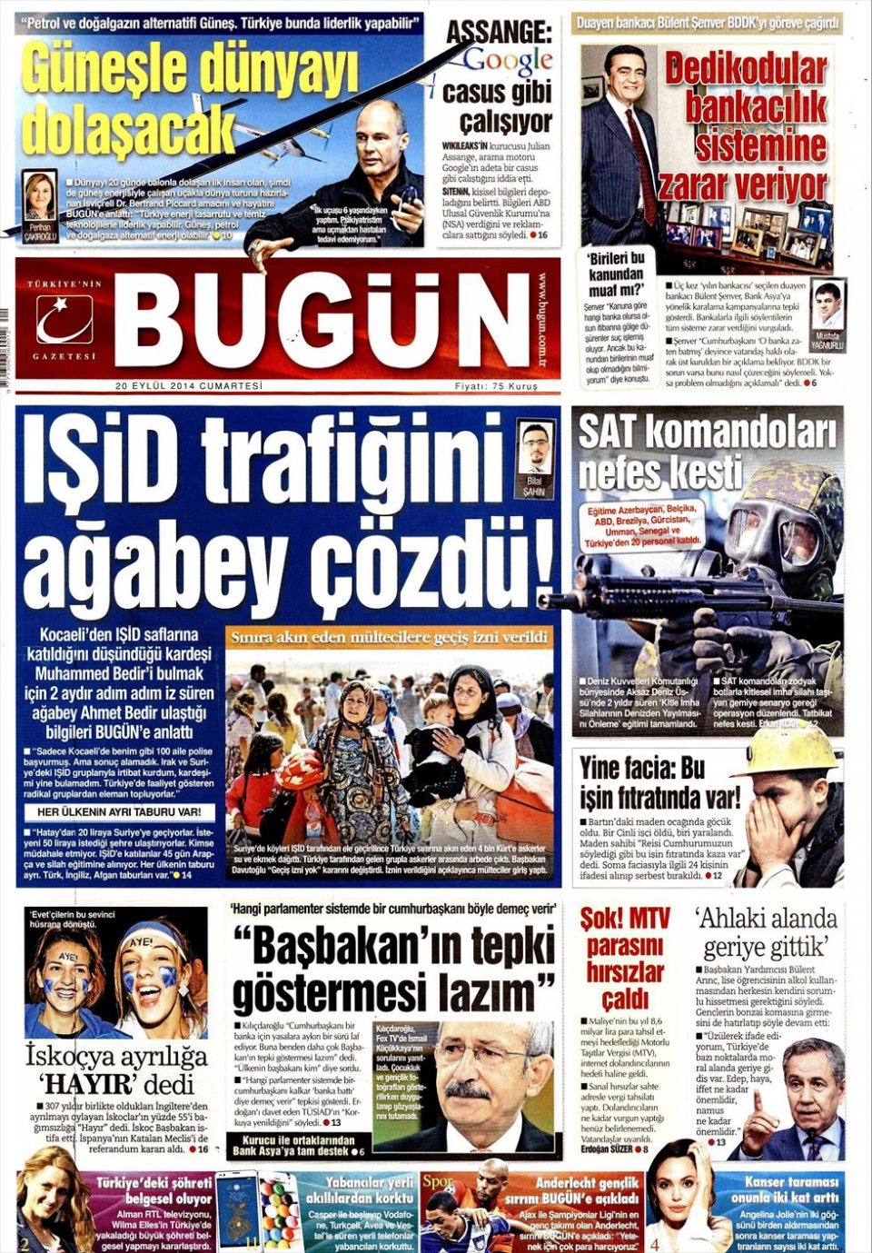 20 Eylül 2014 gazete manşetleri 3