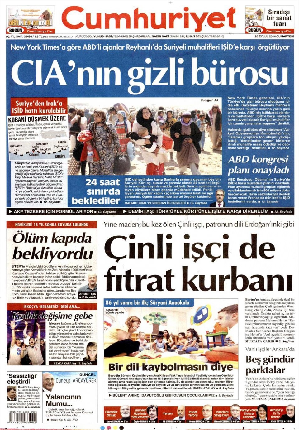 20 Eylül 2014 gazete manşetleri 4