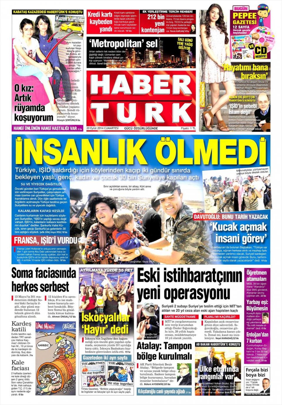 20 Eylül 2014 gazete manşetleri 8