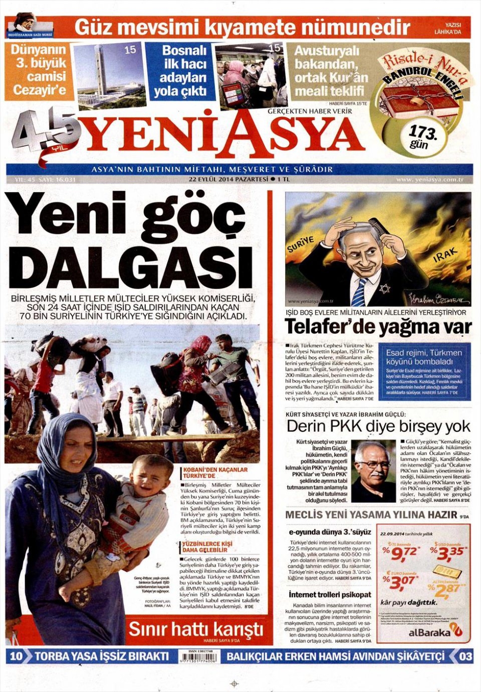 22 Eylül 2014 gazete manşetleri 23