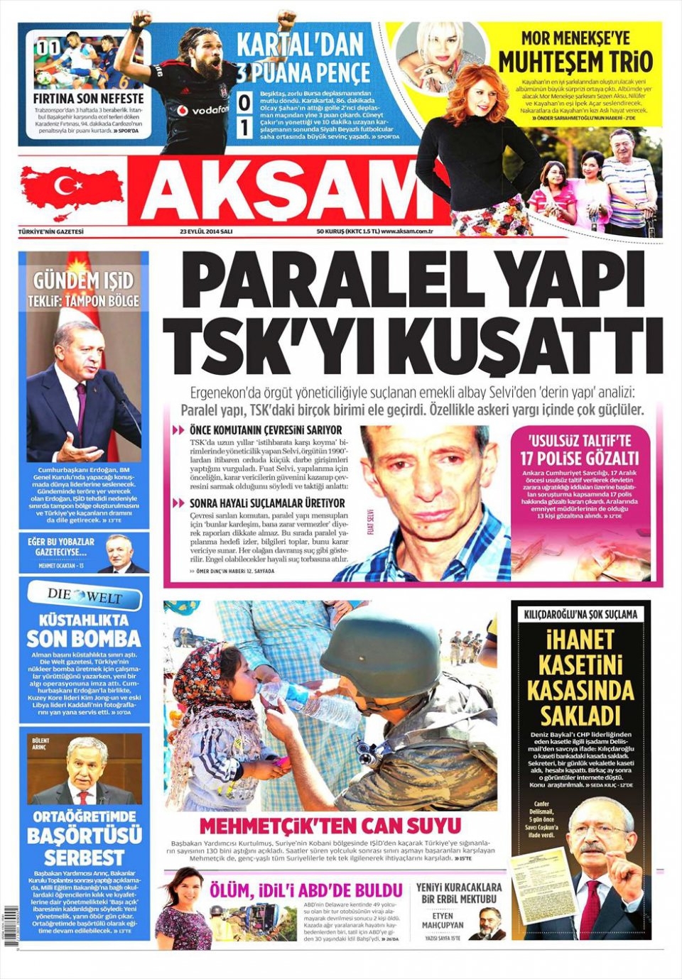 23 Eylül 2014 gazete manşetleri 1