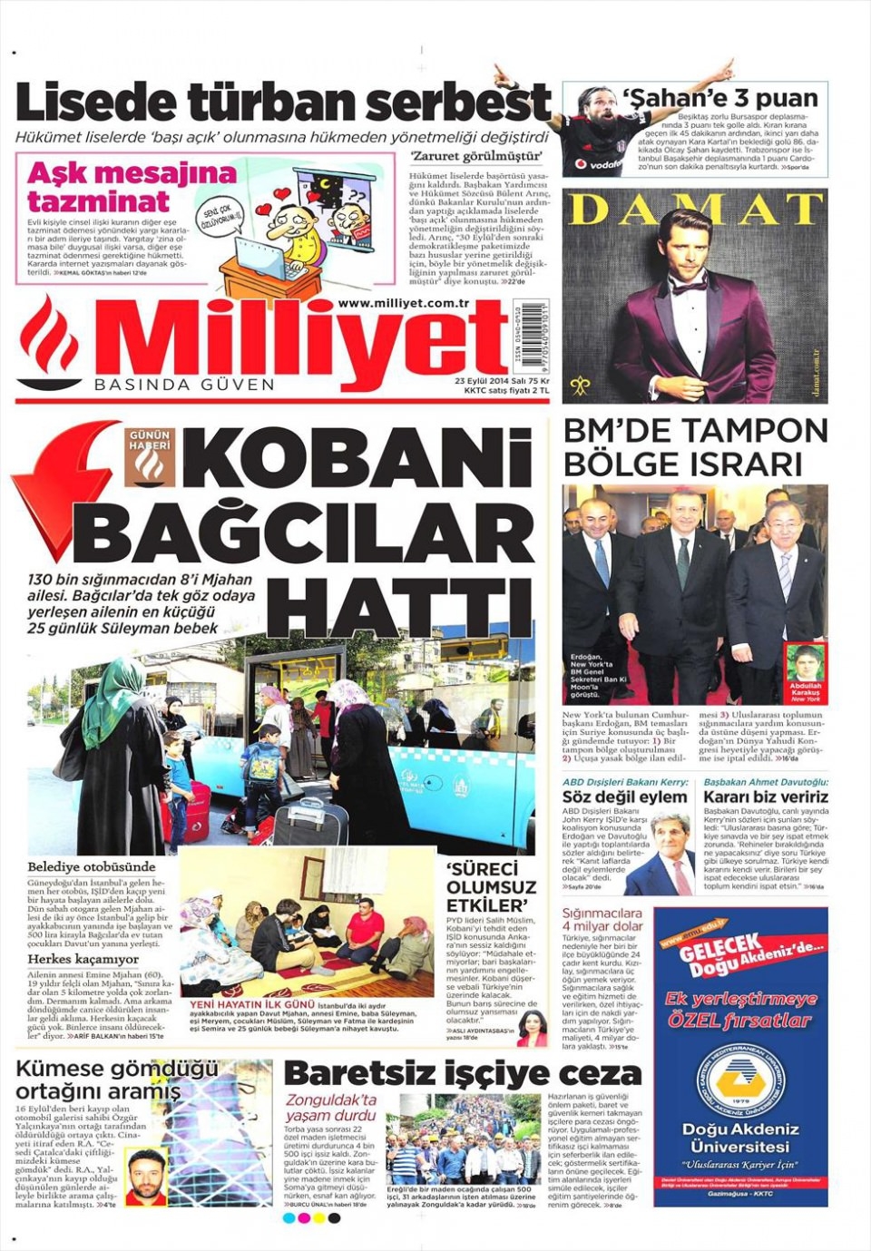 23 Eylül 2014 gazete manşetleri 12