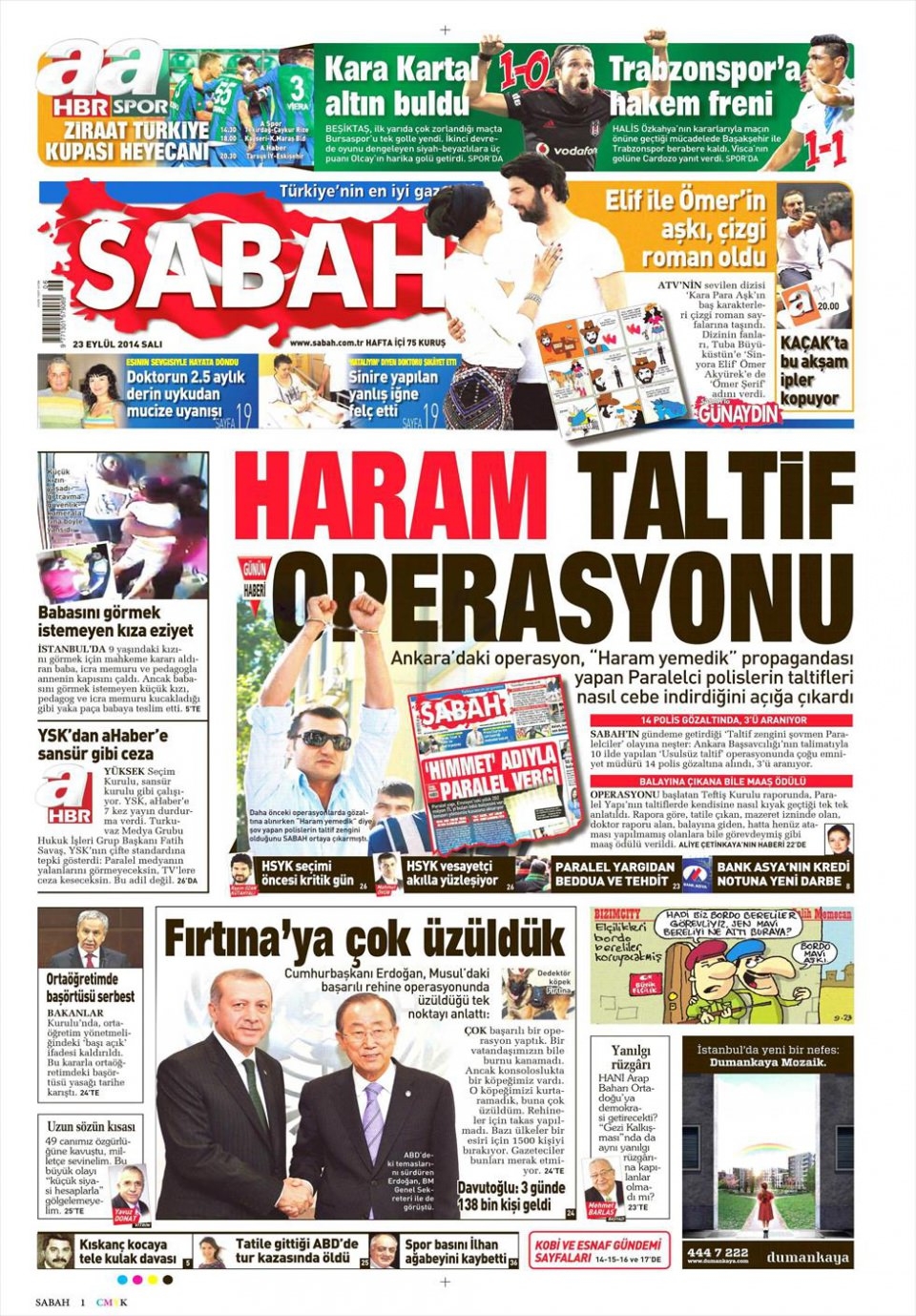 23 Eylül 2014 gazete manşetleri 14