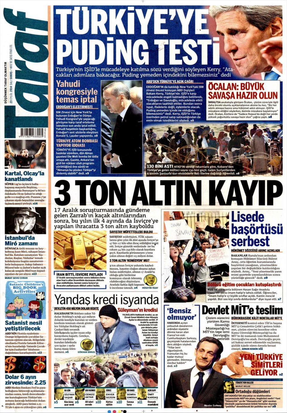 23 Eylül 2014 gazete manşetleri 17