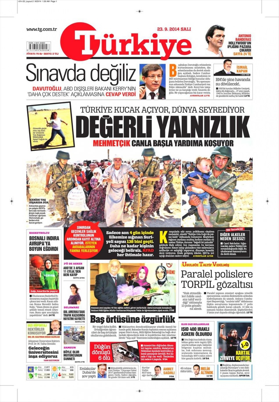 23 Eylül 2014 gazete manşetleri 18