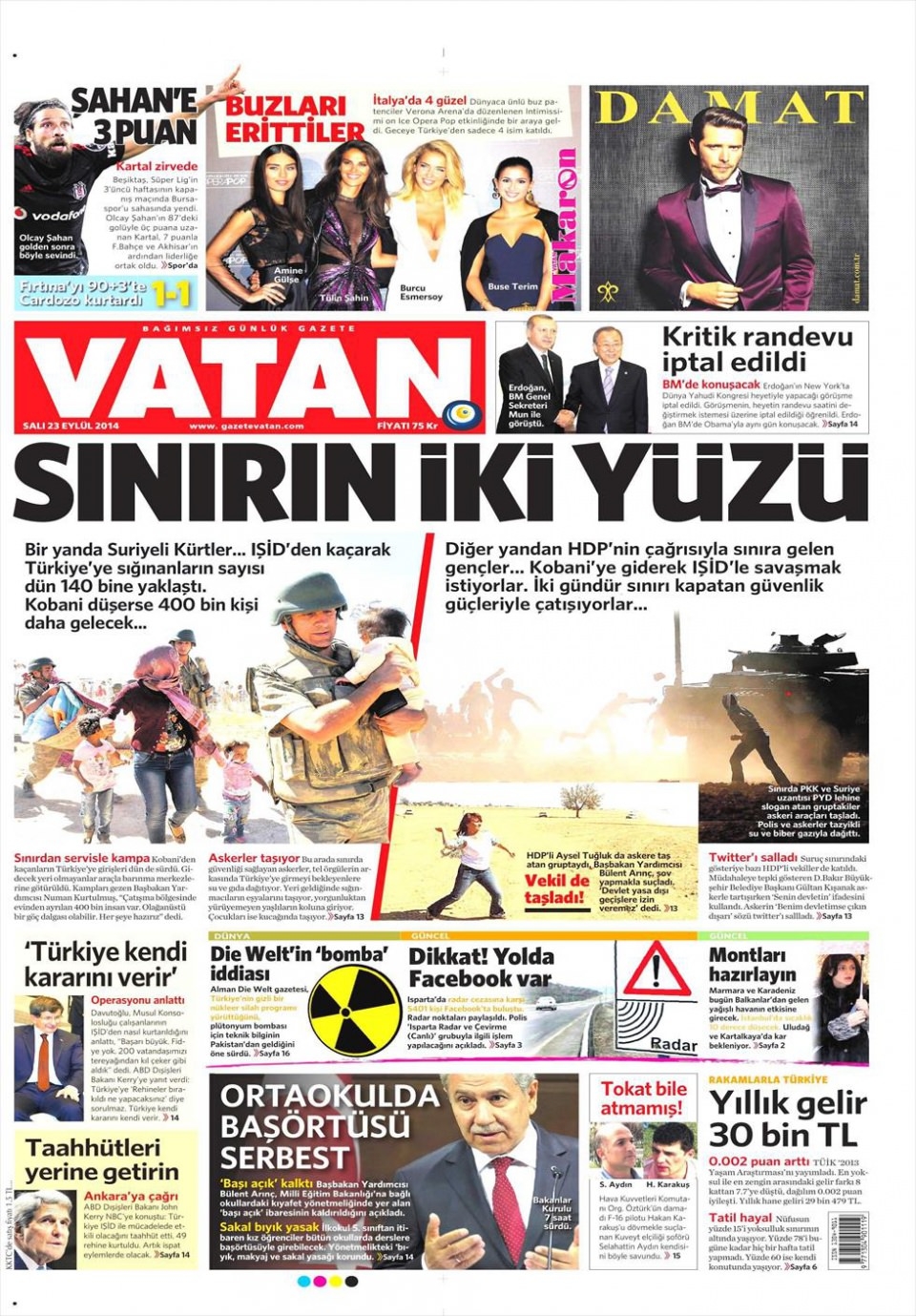 23 Eylül 2014 gazete manşetleri 19