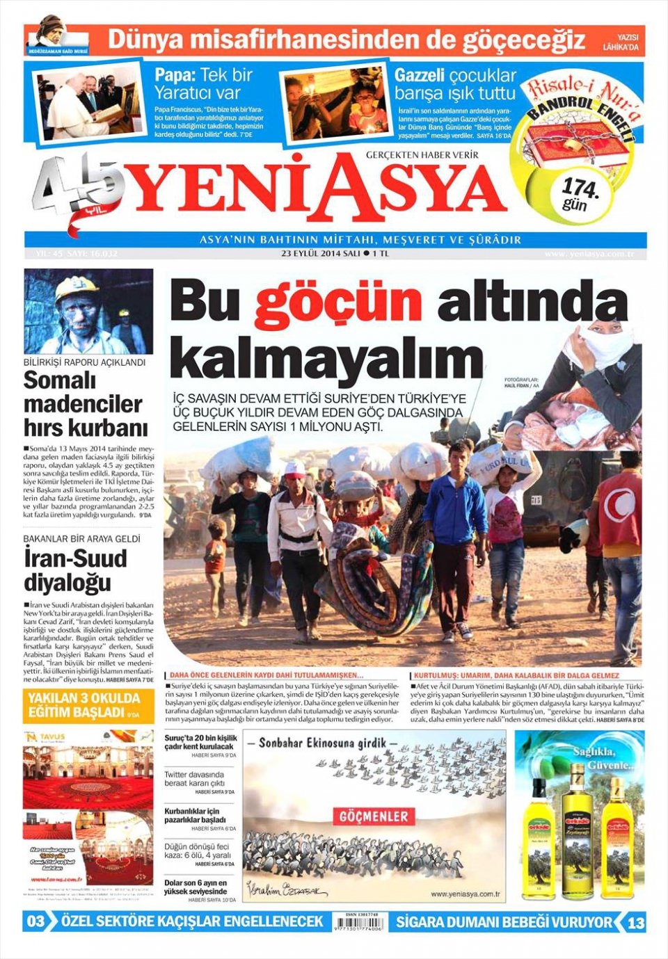 23 Eylül 2014 gazete manşetleri 21