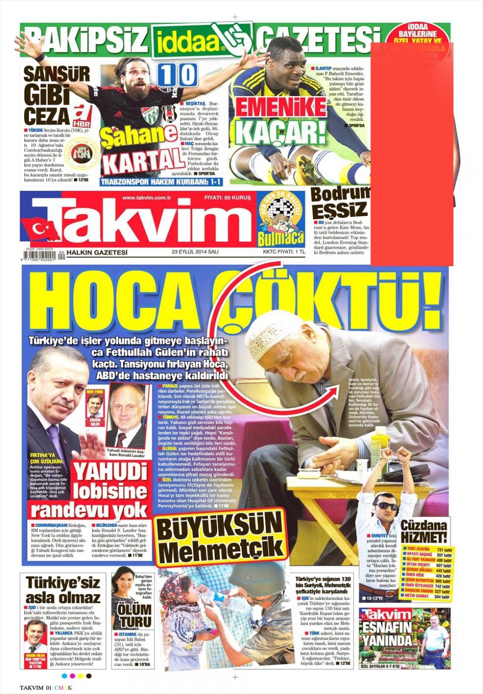 23 Eylül 2014 gazete manşetleri 27