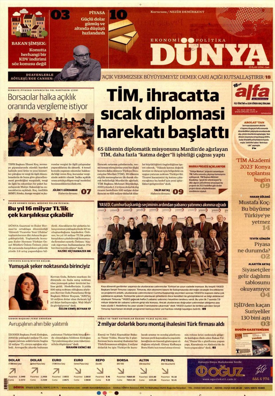 23 Eylül 2014 gazete manşetleri 5