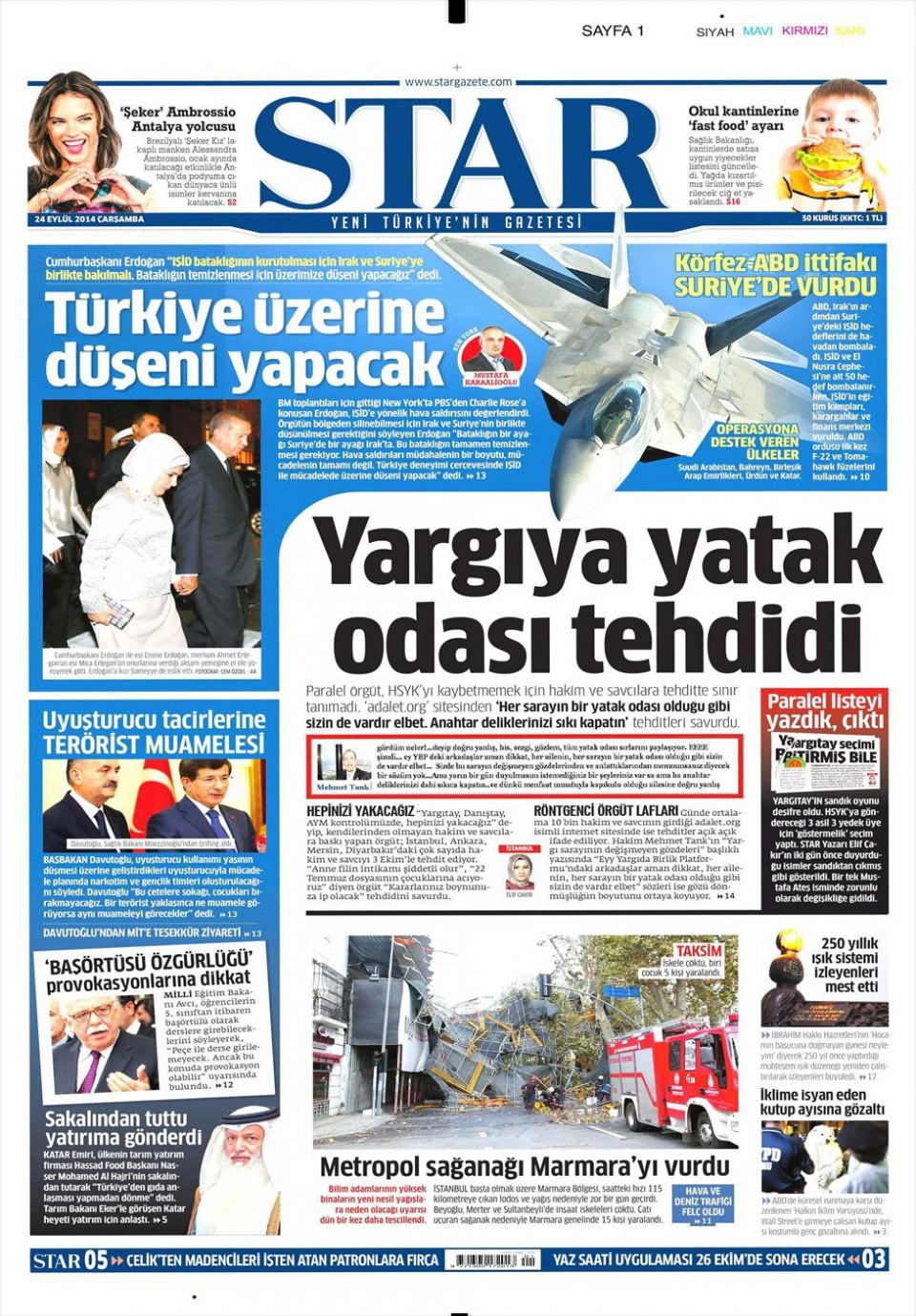 24 Eylül 2014 gazete manşetleri 16