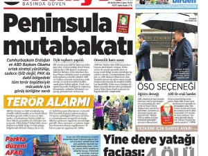 26 Eylül 2014 gazete manşetleri