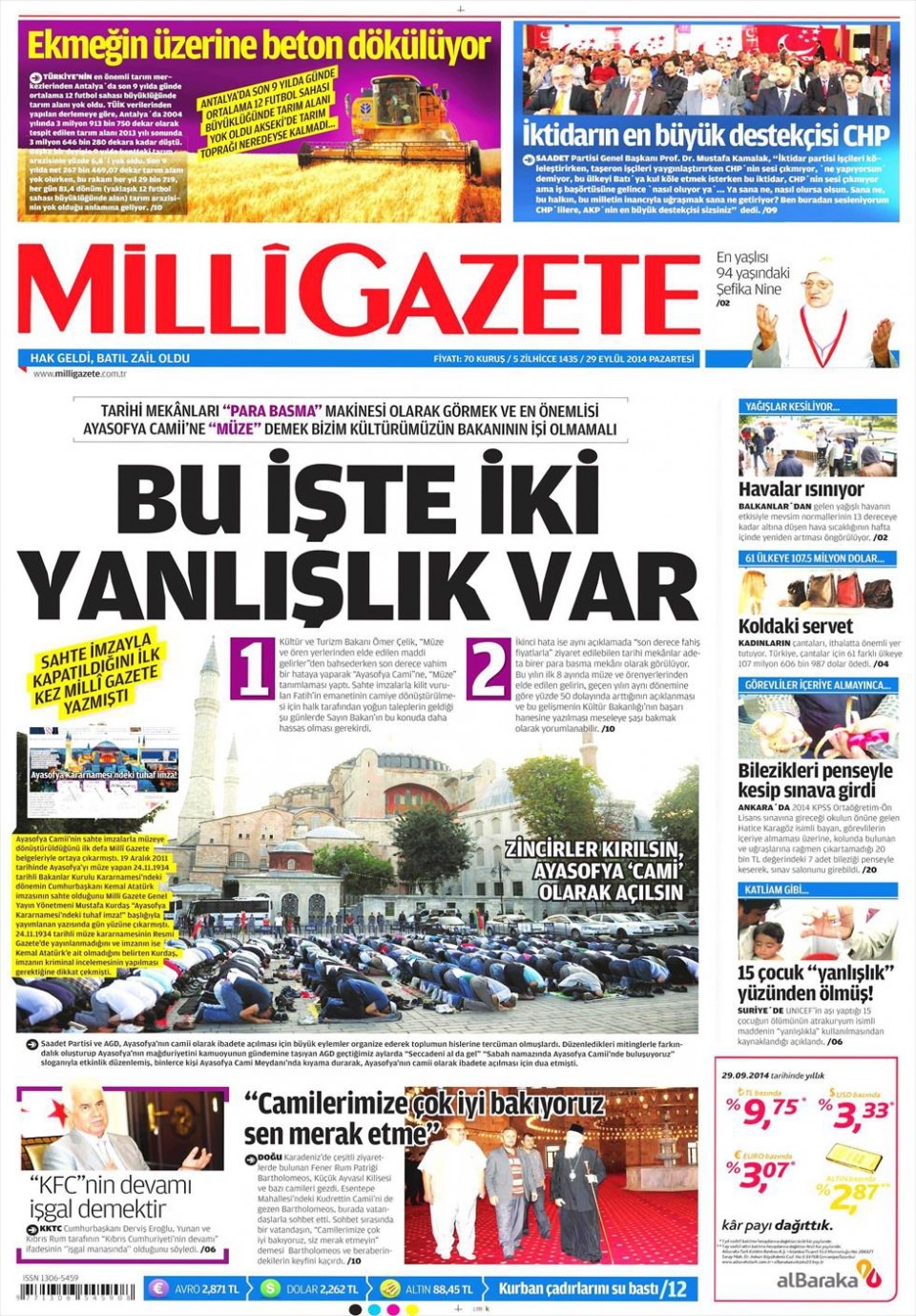 29 Eylül 2014 gazete manşetleri 12