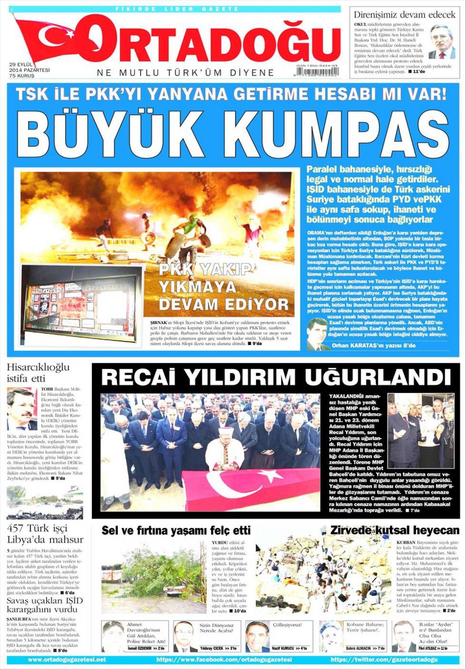 29 Eylül 2014 gazete manşetleri 14