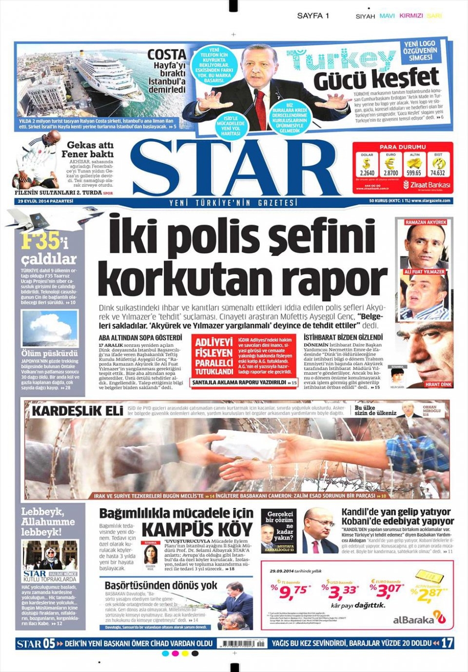 29 Eylül 2014 gazete manşetleri 18