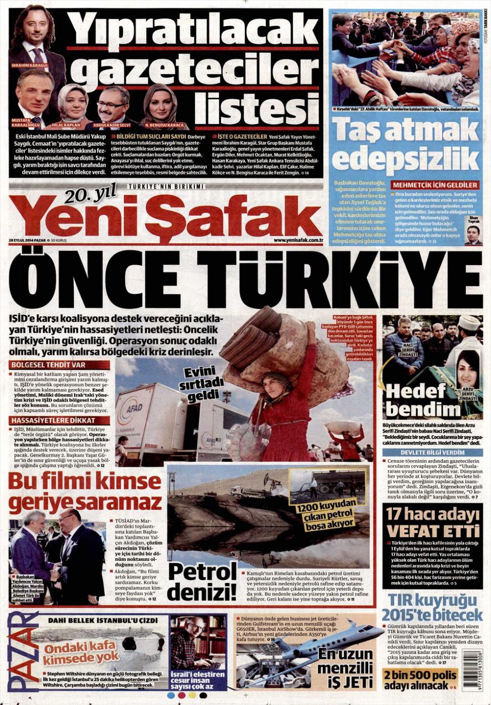 29 Eylül 2014 gazete manşetleri 25