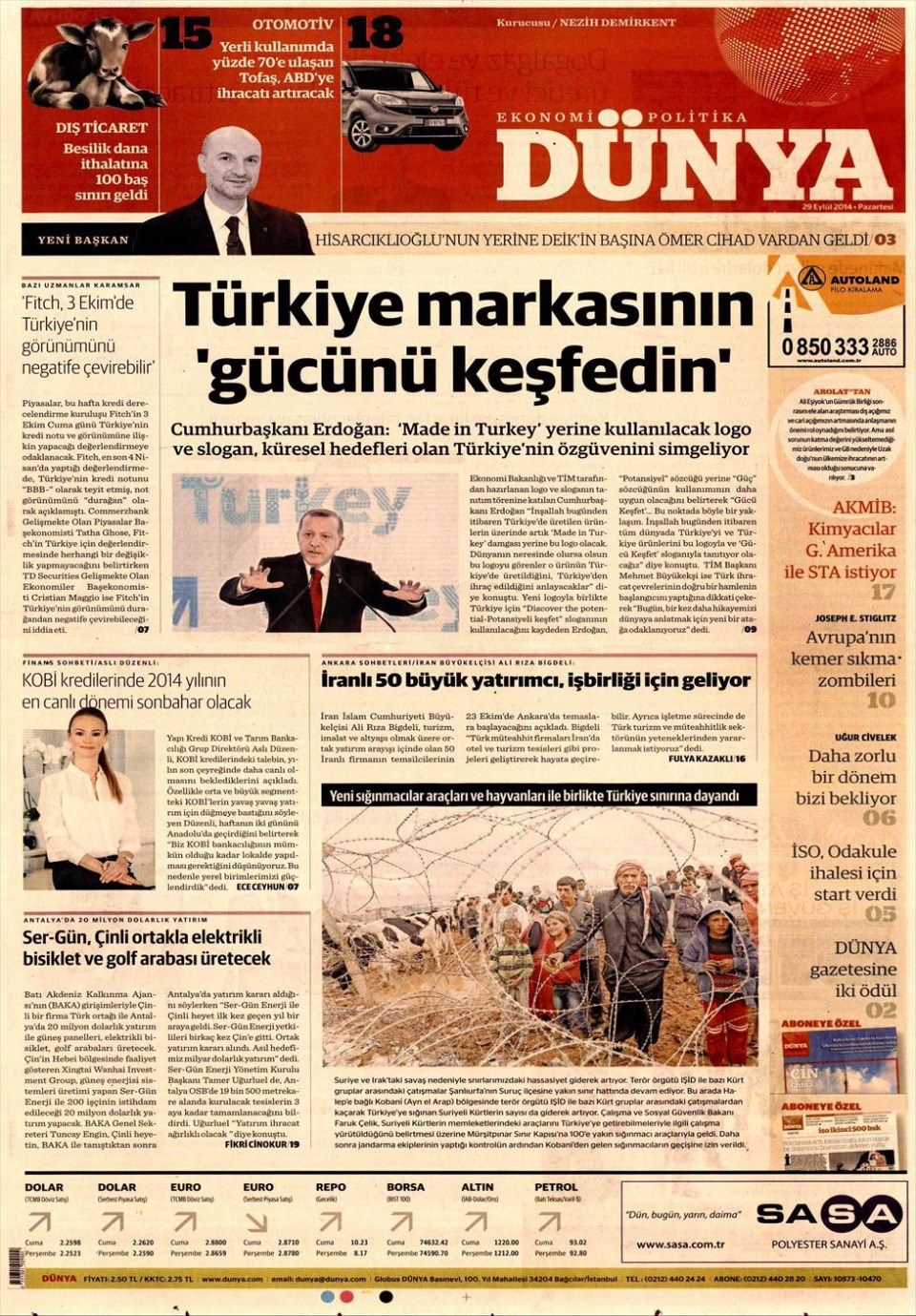 29 Eylül 2014 gazete manşetleri 6