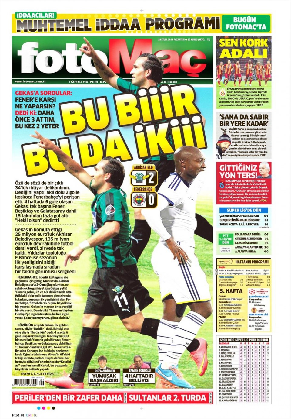29 Eylül 2014 gazete manşetleri 8