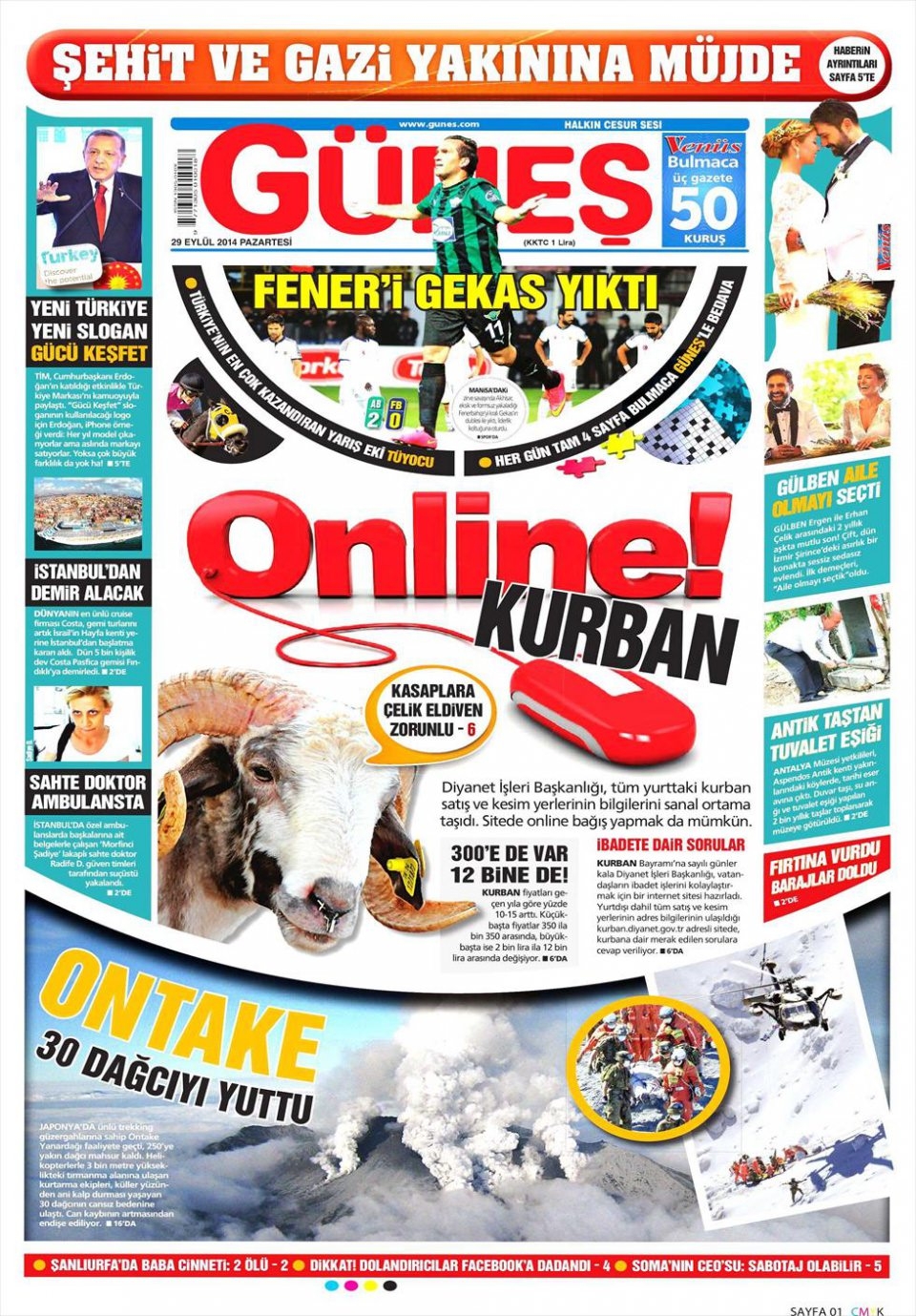 29 Eylül 2014 gazete manşetleri 9