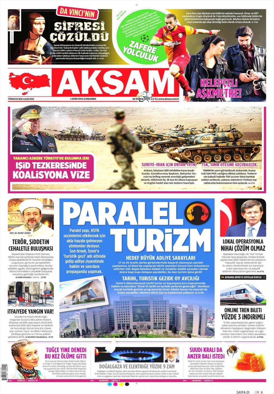 1 Ekim 2014 gazete manşetleri 1