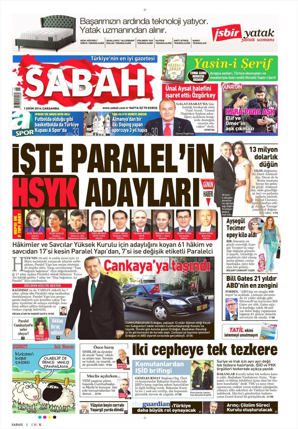 1 Ekim 2014 gazete manşetleri 15