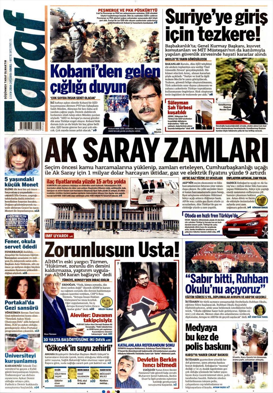 1 Ekim 2014 gazete manşetleri 19