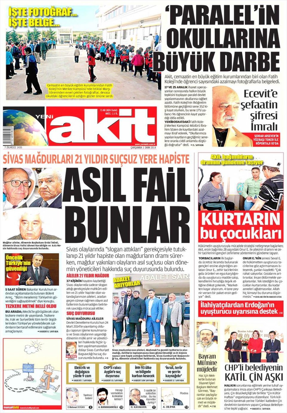 1 Ekim 2014 gazete manşetleri 22