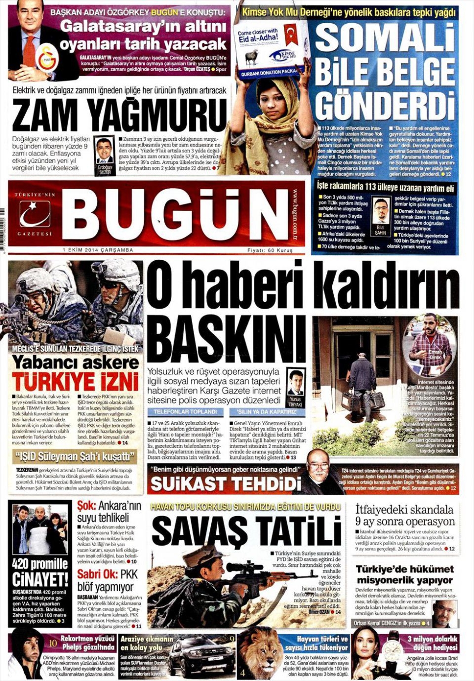 1 Ekim 2014 gazete manşetleri 3